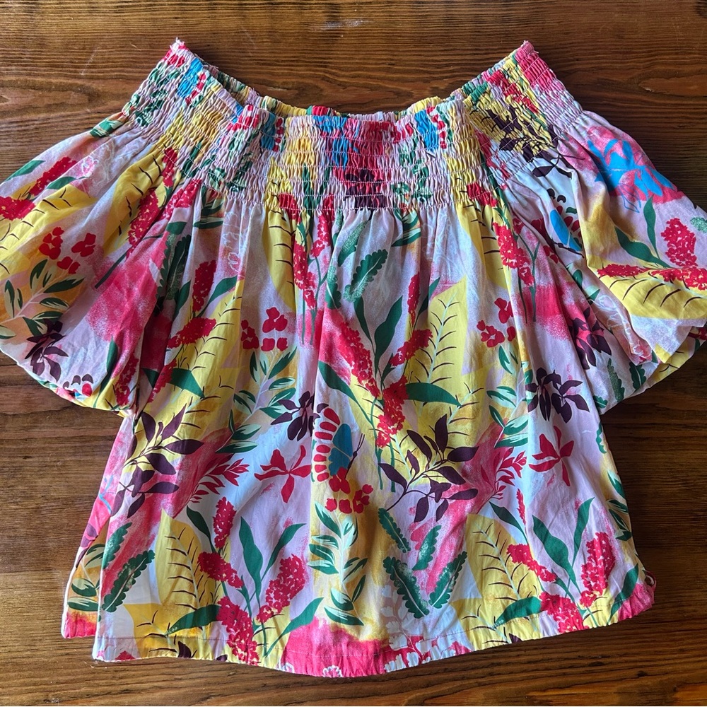 Marc New‎ York Multi Garden Floral Off Shoulder Blouse M